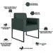 Kit 02 Poltronas Decorativa Sala Recepção Base Fixa De Metal Helô L02 Linho Verde Musgo - Lyam Decor