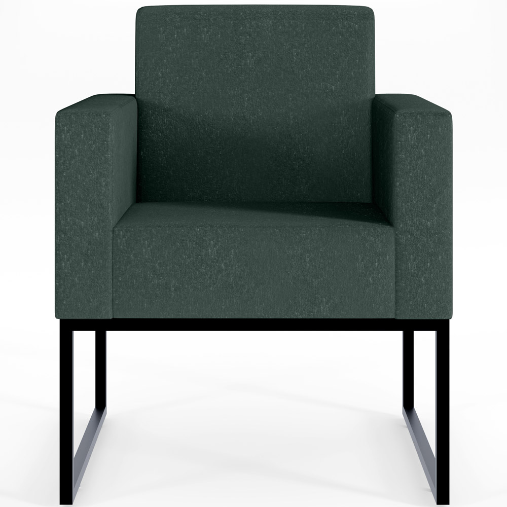 Kit 02 Poltronas Decorativa Sala Recepção Base Fixa De Metal Helô L02 Linho Verde Musgo - Lyam Decor
