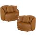Kit 02 Poltronas Decorativa Sala de Estar Fixa Pés Madeira Witta M03 Couríssimo Whisky - Lyam Decor