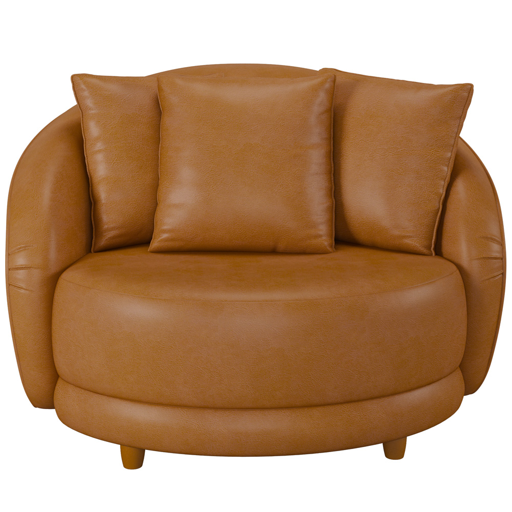 Kit 02 Poltronas Decorativa Sala de Estar Fixa Pés Madeira Witta M03 Couríssimo Whisky - Lyam Decor