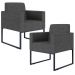 Kit 02 Poltronas Decorativa Sala e Recepção Base Fixa Metal Helô L02 Linho Cinza Escuro - Lyam Decor
