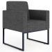 Kit 02 Poltronas Decorativa Sala e Recepção Base Fixa Metal Helô L02 Linho Cinza Escuro - Lyam Decor
