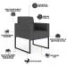 Kit 02 Poltronas Decorativa Sala e Recepção Base Fixa Metal Helô L02 Linho Cinza Escuro - Lyam Decor