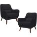 Kit 02 Poltronas Decorativa de Sala de Estar e Recepção Gooby D02 Veludo Preto C-300 - Lyam Decor