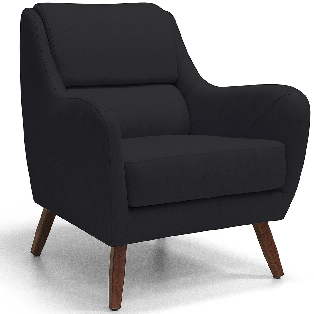 Kit 02 Poltronas Decorativa de Sala de Estar e Recepção Gooby D02 Veludo Preto C-300 - Lyam Decor