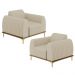 Kit 02 Poltronas Decorativas Base De Madeira Com Pés D'Ouro Molino D02 Corano Bege C-26 - Lyam Decor