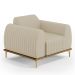 Kit 02 Poltronas Decorativas Base De Madeira Com Pés D'Ouro Molino D02 Corano Bege C-26 - Lyam Decor