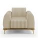 Kit 02 Poltronas Decorativas Base De Madeira Com Pés D'Ouro Molino D02 Corano Bege C-26 - Lyam Decor