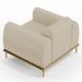Kit 02 Poltronas Decorativas Base De Madeira Com Pés D'Ouro Molino D02 Corano Bege C-26 - Lyam Decor