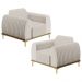 Kit 02 Poltronas Decorativas Base De Madeira Com Pés D'Ouro Molino D02 Linho Cru C-443 - Lyam Decor