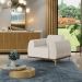 Kit 02 Poltronas Decorativas Base De Madeira Com Pés D'Ouro Molino D02 Linho Cru C-443 - Lyam Decor