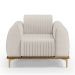 Kit 02 Poltronas Decorativas Base De Madeira Com Pés D'Ouro Molino D02 Linho Cru C-443 - Lyam Decor