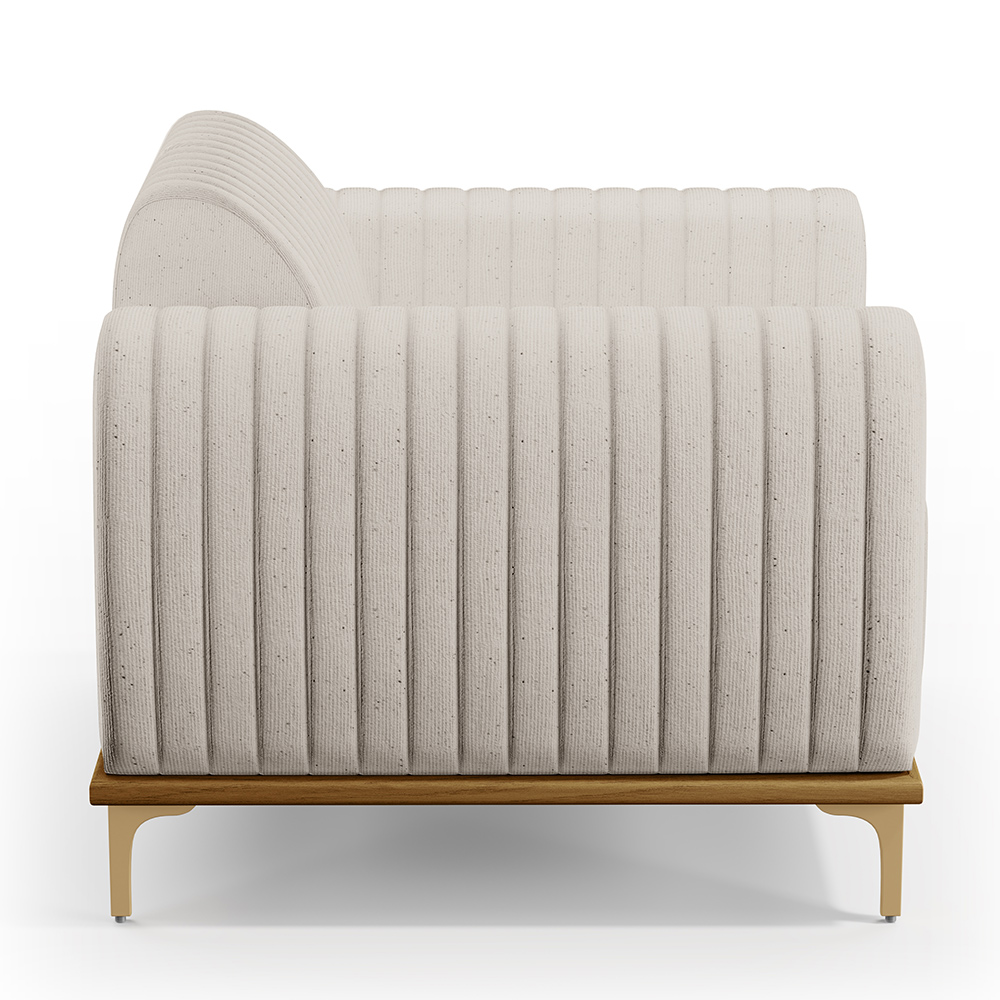 Kit 02 Poltronas Decorativas Base De Madeira Com Pés D'Ouro Molino D02 Linho Cru C-443 - Lyam Decor
