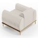 Kit 02 Poltronas Decorativas Base De Madeira Com Pés D'Ouro Molino D02 Linho Cru C-443 - Lyam Decor