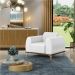 Kit 02 Poltronas Decorativas Base De Madeira e Pés D'Ouro Molino D02 Corano Branco C-12 - Lyam Decor