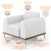 Kit 02 Poltronas Decorativas Base De Madeira e Pés D'Ouro Molino D02 Corano Branco C-12 - Lyam Decor