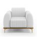 Kit 02 Poltronas Decorativas Base De Madeira e Pés D'Ouro Molino D02 Corano Branco C-12 - Lyam Decor