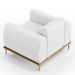 Kit 02 Poltronas Decorativas Base De Madeira e Pés D'Ouro Molino D02 Corano Branco C-12 - Lyam Decor
