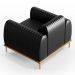 Kit 02 Poltronas Decorativas Base De Madeira e Pés D'Ouro Molino D02 Corano Preto B-159 - Lyam Decor