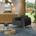 Kit 02 Poltronas Decorativas Base De Madeira e Pés D'Ouro Molino D02 Linho Chumbo D-465 - Lyam Decor