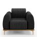 Kit 02 Poltronas Decorativas Base De Madeira e Pés D'Ouro Molino D02 Linho Chumbo D-465 - Lyam Decor