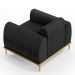 Kit 02 Poltronas Decorativas Base De Madeira e Pés D'Ouro Molino D02 Linho Chumbo D-465 - Lyam Decor