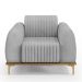 Kit 02 Poltronas Decorativas Base De Madeira e Pés D'Ouro Molino D02 Linho Cinza D-315 - Lyam Decor