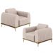 Kit 02 Poltronas Decorativas Base De Madeira e Pés D'Ouro Molino D02 Veludo Bege C-309 - Lyam Decor