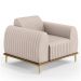 Kit 02 Poltronas Decorativas Base De Madeira e Pés D'Ouro Molino D02 Veludo Bege C-309 - Lyam Decor