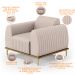 Kit 02 Poltronas Decorativas Base De Madeira e Pés D'Ouro Molino D02 Veludo Bege C-309 - Lyam Decor