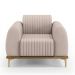 Kit 02 Poltronas Decorativas Base De Madeira e Pés D'Ouro Molino D02 Veludo Bege C-309 - Lyam Decor
