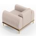 Kit 02 Poltronas Decorativas Base De Madeira e Pés D'Ouro Molino D02 Veludo Bege C-309 - Lyam Decor