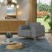 Kit 02 Poltronas Decorativas Base De Madeira e Pés D'Ouro Molino D02 Veludo Cinza C-317 - Lyam Decor