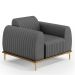 Kit 02 Poltronas Decorativas Base De Madeira e Pés D'Ouro Molino D02 Veludo Cinza C-317 - Lyam Decor