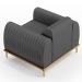 Kit 02 Poltronas Decorativas Base De Madeira e Pés D'Ouro Molino D02 Veludo Cinza C-317 - Lyam Decor