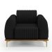 Kit 02 Poltronas Decorativas Base De Madeira e Pés D'Ouro Molino D02 Veludo Preto C-300 - Lyam Decor