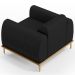 Kit 02 Poltronas Decorativas Base De Madeira e Pés D'Ouro Molino D02 Veludo Preto C-300 - Lyam Decor
