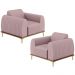 Kit 02 Poltronas Decorativas Base De Madeira e Pés D'Ouro Molino D02 Veludo Rosê C-305 - Lyam Decor