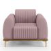 Kit 02 Poltronas Decorativas Base De Madeira e Pés D'Ouro Molino D02 Veludo Rosê C-305 - Lyam Decor