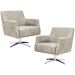 Kit 02 Poltronas Decorativas Base Evo Diva D02 Tressê Linho Champagne Mesclado D-478 - Lyam Decor