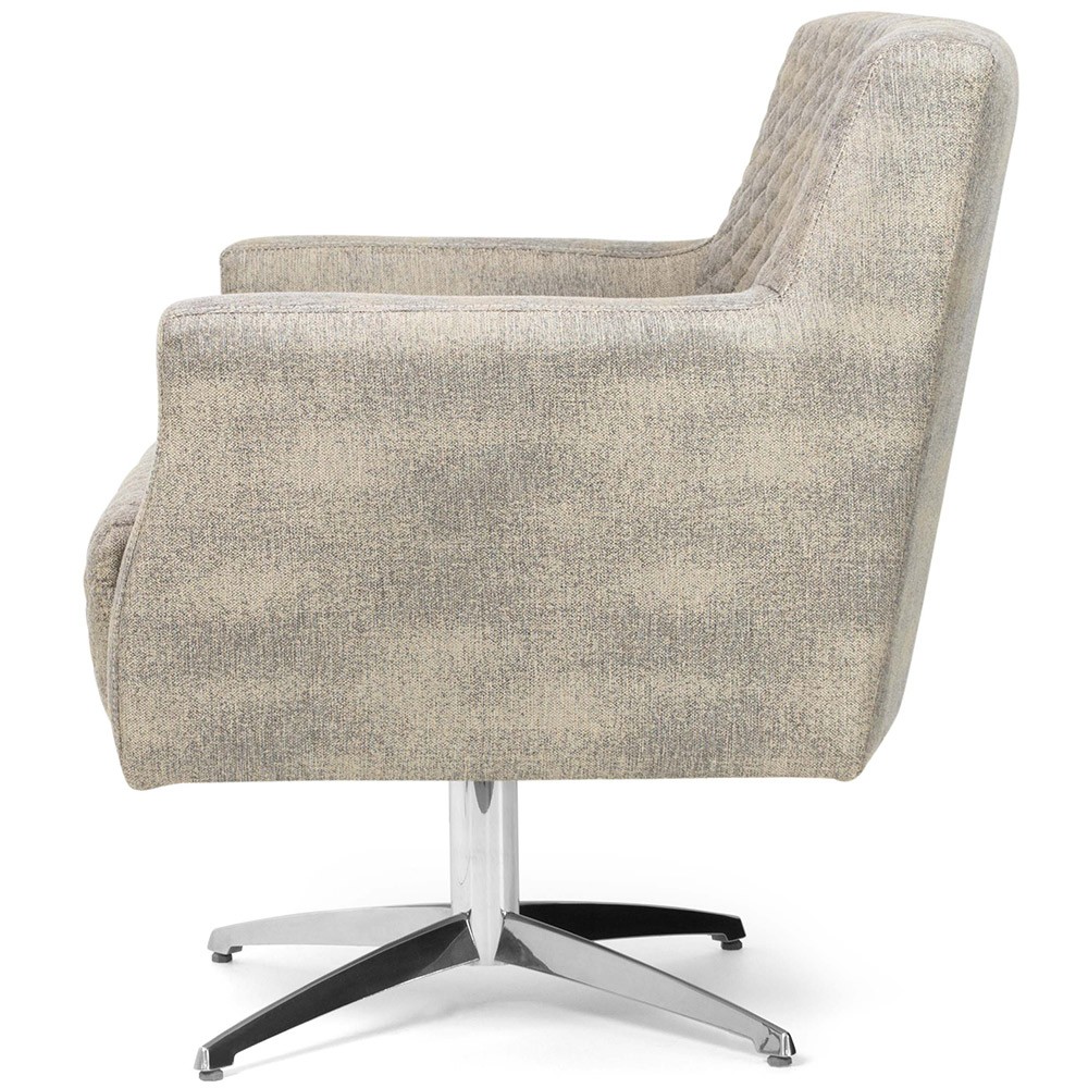 Kit 02 Poltronas Decorativas Base Evo Diva D02 Tressê Linho Champagne Mesclado D-478 - Lyam Decor