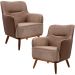 Kit 02 Poltronas Decorativas Base Fixa de Madeira Isabella D02 Veludo Importado Bege Escuro C-68 -Lyam Decor