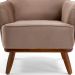 Kit 02 Poltronas Decorativas Base Fixa de Madeira Isabella D02 Veludo Importado Bege Escuro C-68 -Lyam Decor
