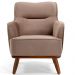 Kit 02 Poltronas Decorativas Base Fixa de Madeira Isabella D02 Veludo Importado Bege Escuro C-68 -Lyam Decor