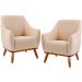 Kit 02 Poltronas Decorativas Base Fixa de Madeira Paloma D02 Algodão Bege C-129 - Lyam Decor