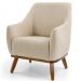 Kit 02 Poltronas Decorativas Base Fixa de Madeira Paloma D02 Algodão Bege C-129 - Lyam Decor