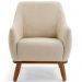 Kit 02 Poltronas Decorativas Base Fixa de Madeira Paloma D02 Algodão Bege C-129 - Lyam Decor