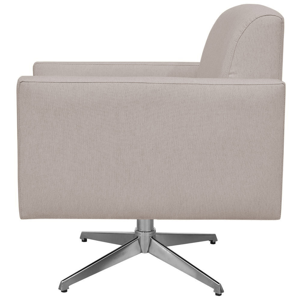 Kit 02 Poltronas Decorativas Base Giratória Para Sala de Estar Helô L02 Linho Bege - Lyam Decor