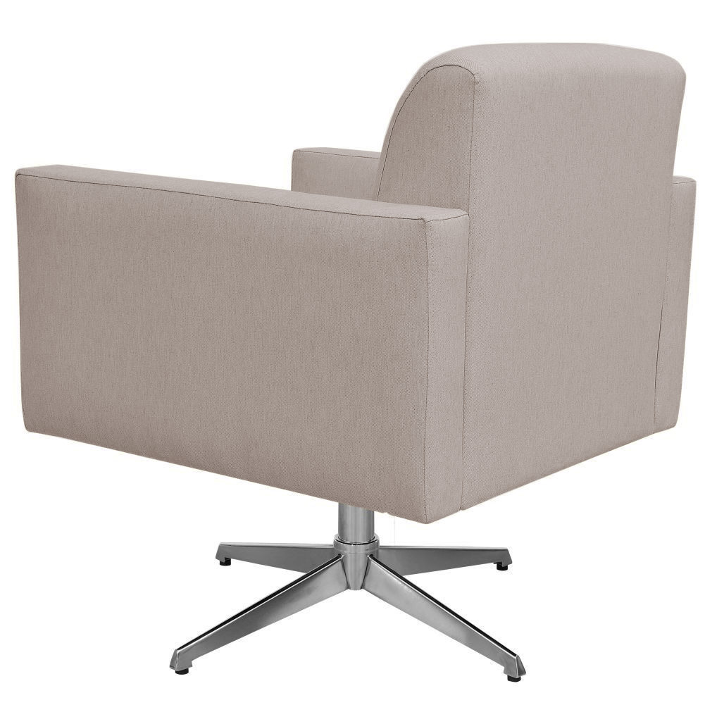 Kit 02 Poltronas Decorativas Base Giratória Para Sala de Estar Helô L02 Linho Bege - Lyam Decor