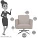 Kit 02 Poltronas Decorativas Base Giratória Para Sala de Estar Helô L02 Linho Bege - Lyam Decor
